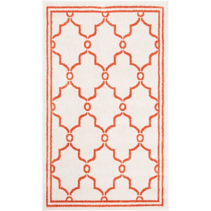 Beige and Orange Geometric Cotton Area Rug 3' x 5'