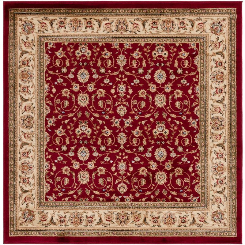 Lyndhurst Red and Ivory 4' Square Synthetic Area Rug