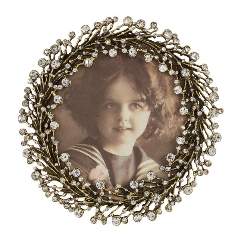 Jeweled Antique Wreath Design Round Photo Frame