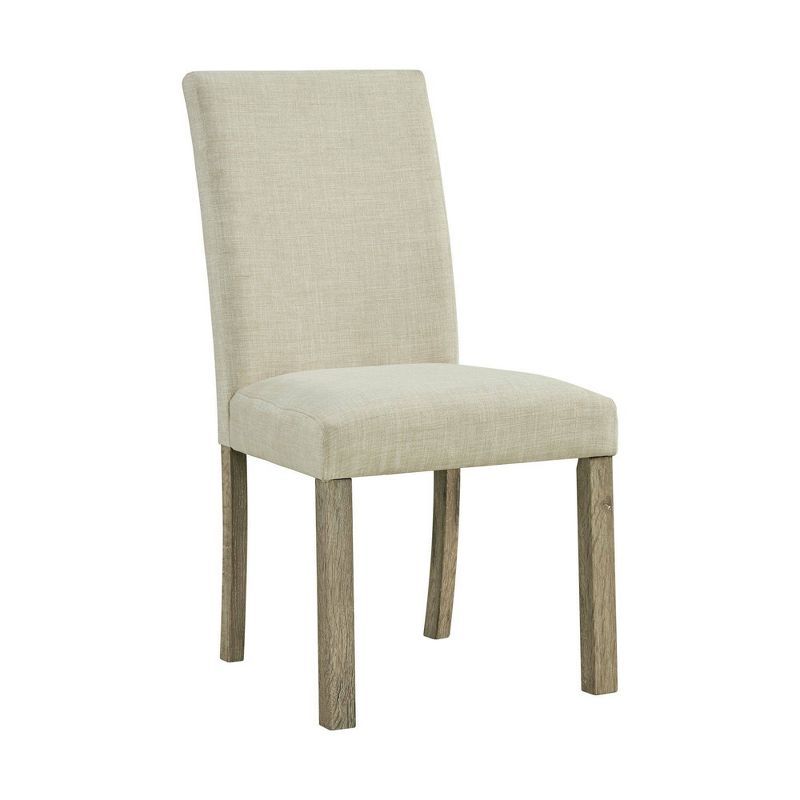 Gray Linen Upholstered Wood Side Chair Set