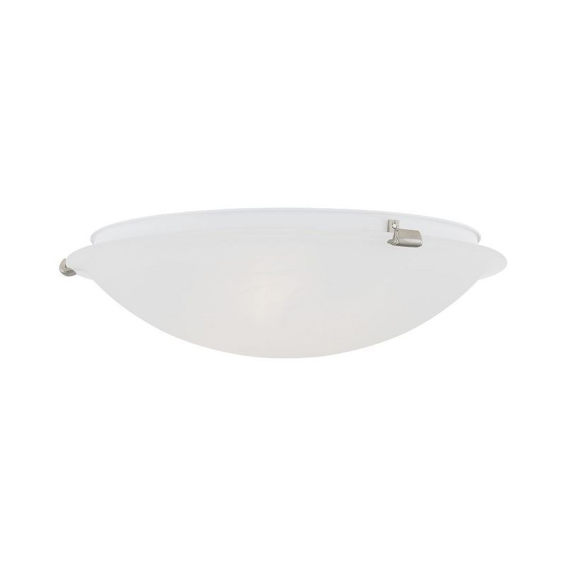 Transitional Brushed Nickel 4-Light Flush Mount with White Alabaster Glass