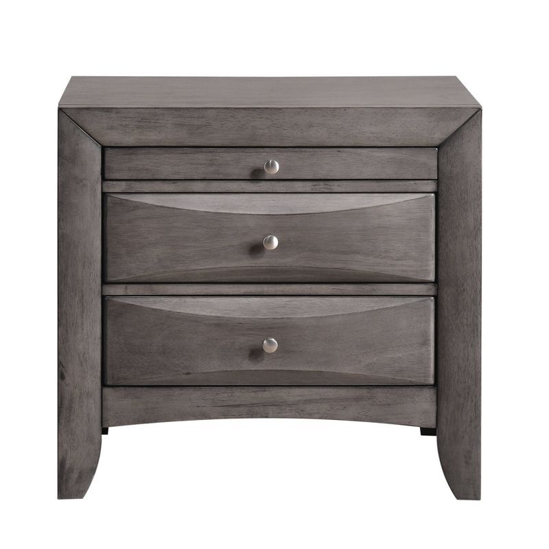 Madison Transitional 2-Drawer Gray Nightstand with Pull-Out Tray