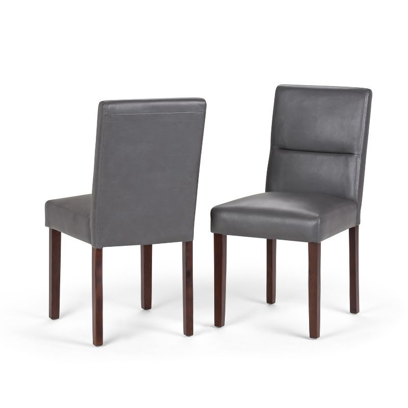 Stone Grey Faux Leather High Back Parsons Dining Chair Set