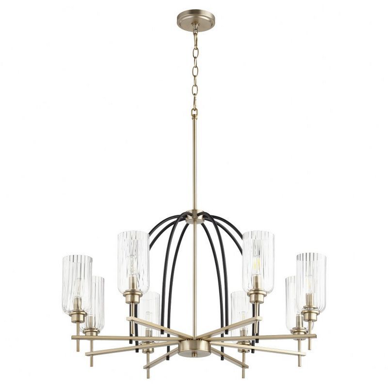 Espy Noir/Aged Brass 8-Light Chandelier with Clear Glass Shades