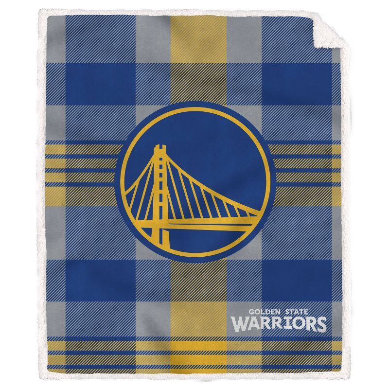 Golden State Warriors Blue and Yellow Sherpa Blanket