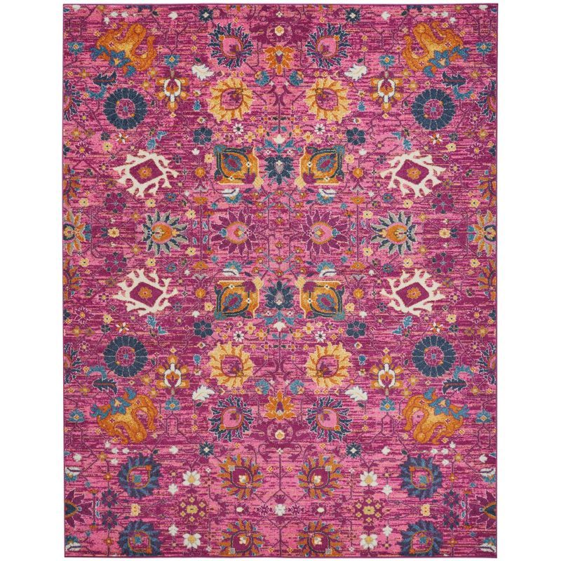 Fuchsia Floral Fantasy 9' x 12' Synthetic Easy-Care Rug