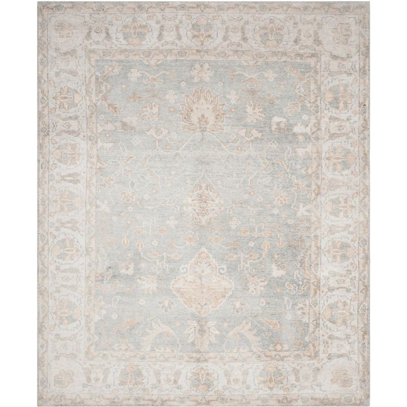 Elysian Light Blue Hand-Knotted Wool & Viscose 5'x8' Area Rug