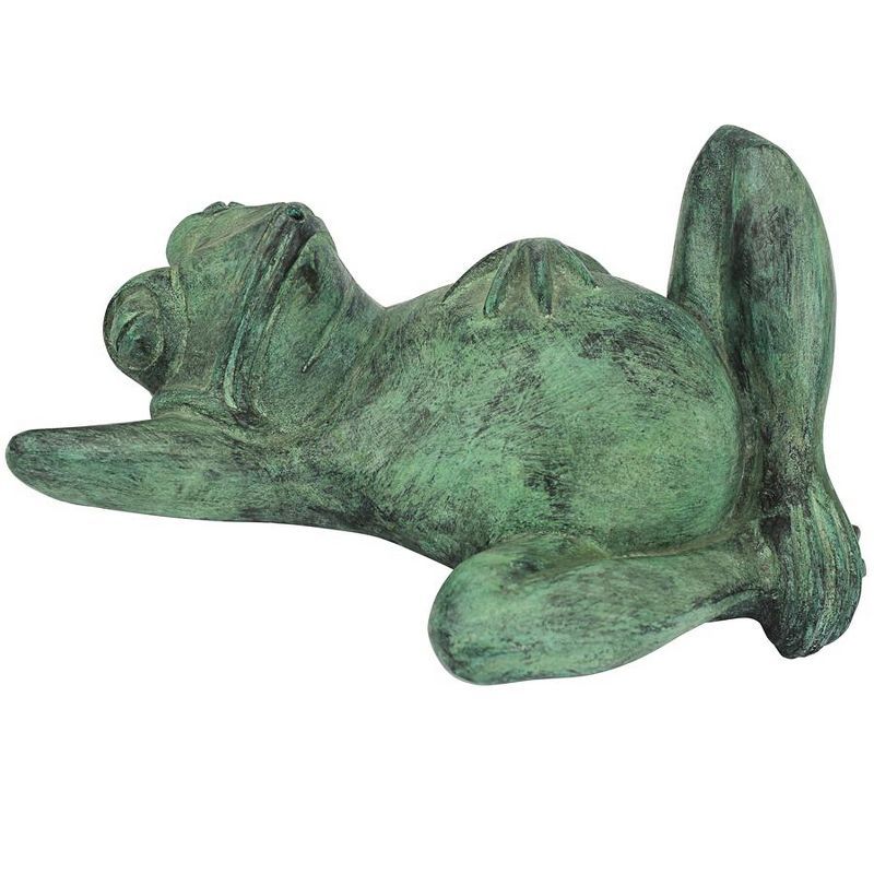 Emerald Verde Bronze Spitting Lazy Frog Garden Statue