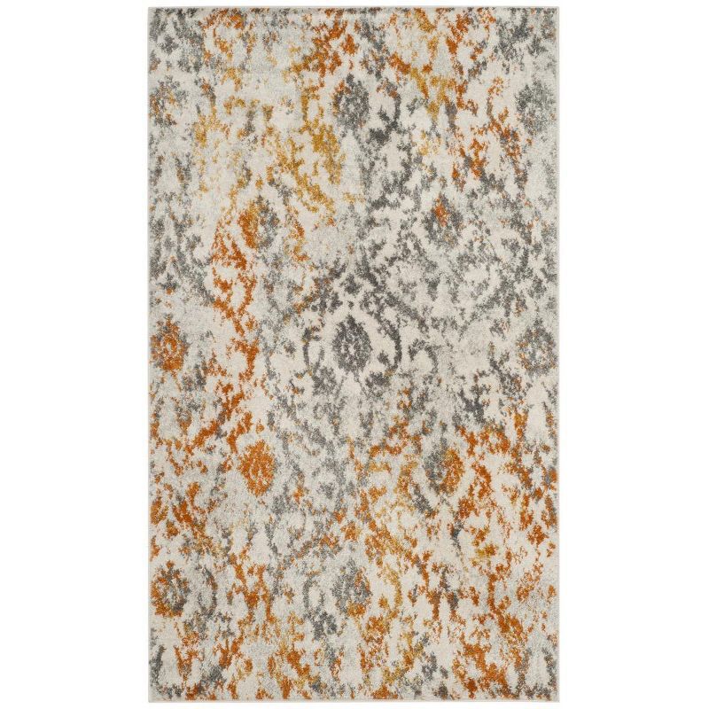 Metro-Mod Chic Gray Synthetic 3' x 5' Easy-Care Area Rug