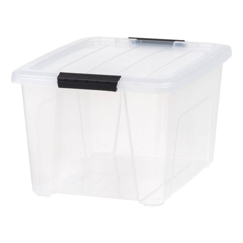 Clear 32 Qt Stackable Plastic Storage Bin with Lid