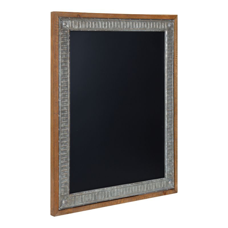 Rustic Brown Wood and Metal Framed Magnetic Chalkboard, 24x30