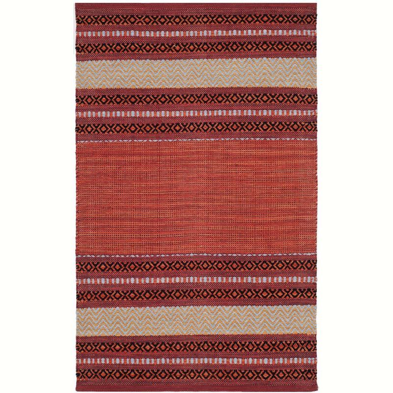 Coastal Charm Red & Ivory Cotton Flat Woven 30" Area Rug