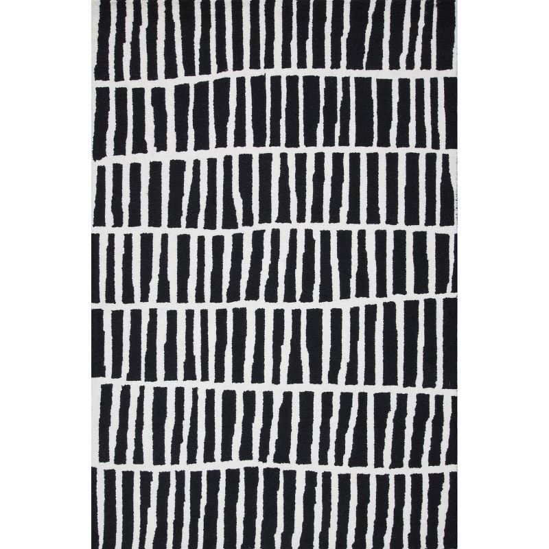 Handmade Black Geometric Wool Area Rug 8' x 10'