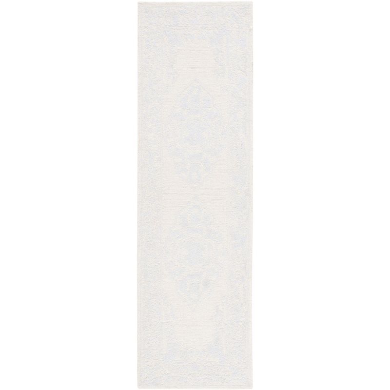 Ivory and Beige Wool Abstract Runner Rug, 2'3" x 8'