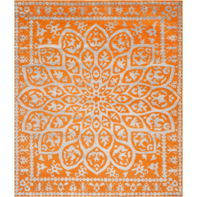 Copper and Gray Hand-Knotted Wool Area Rug 6' x 9'