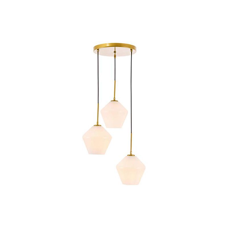 Modern Brass and Frosted White Glass Pendant Light