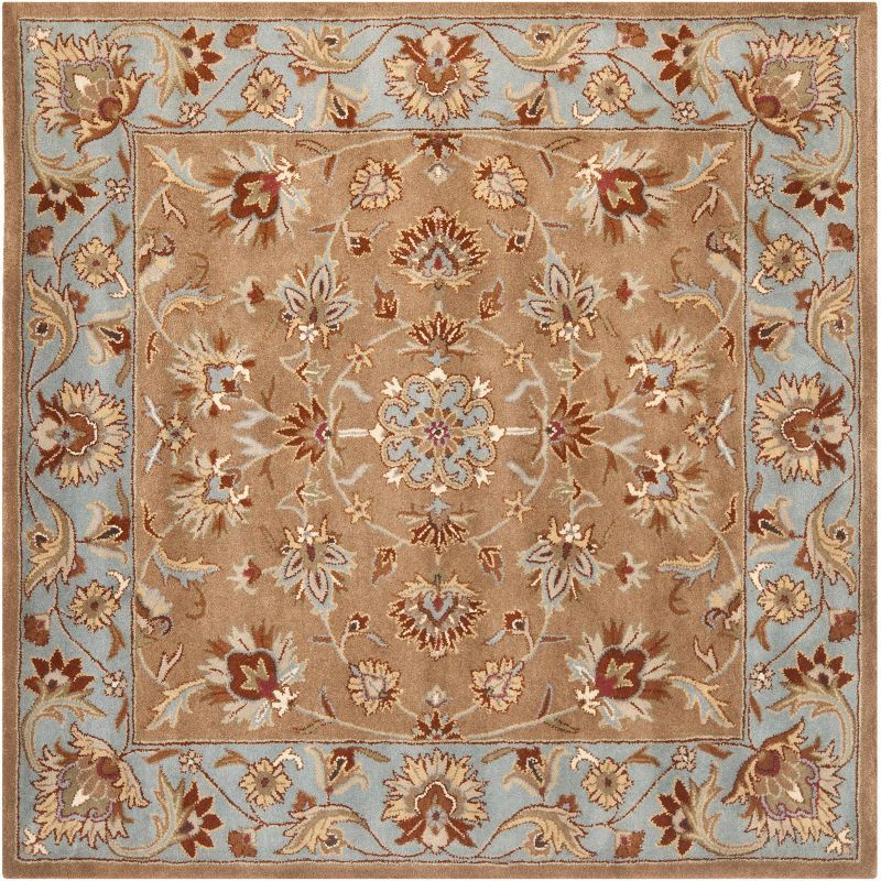 Heritage Blue and Beige Hand-Tufted Wool Square Rug