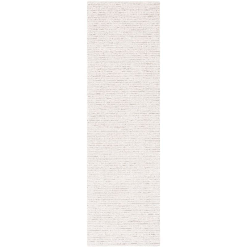 Ivory Beige Handmade Wool Tufted Abstract Rug 2'3" x 18'