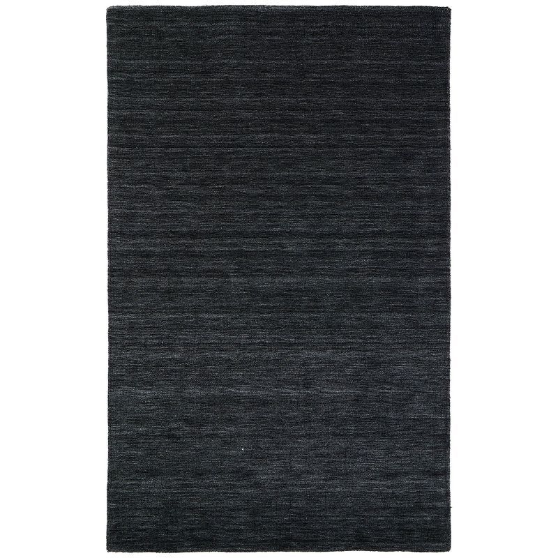 Luna Noir Black Hand-Knotted Wool Area Rug