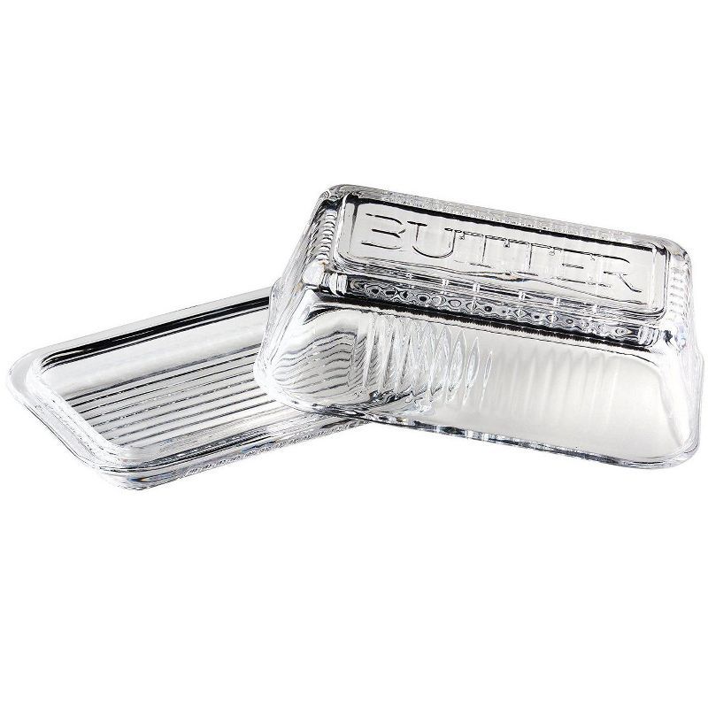 Amici Home Clear Glass Butter Dish with Embossed Lid