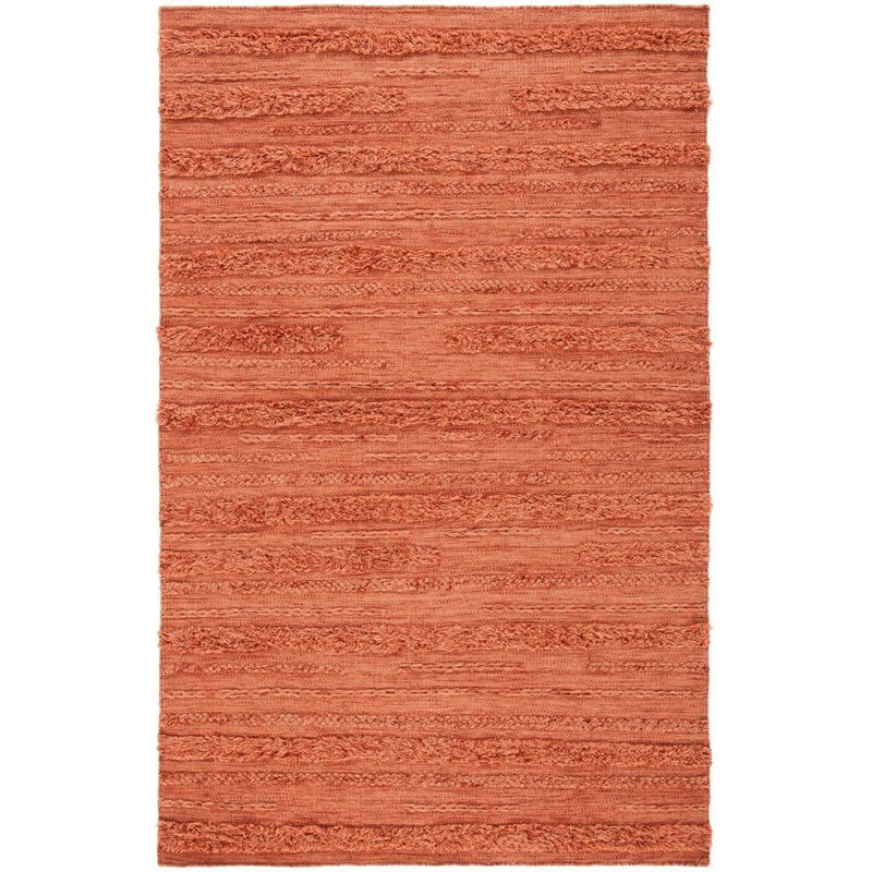 Rust Orange Flat Woven Handmade Wool Cotton 9' x 12' Area Rug