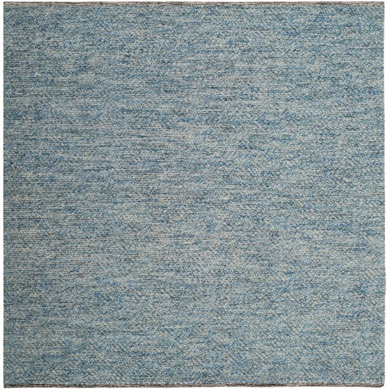 Artisan-Crafted Coastal Blue Hand-Tufted Wool 7' Square Rug