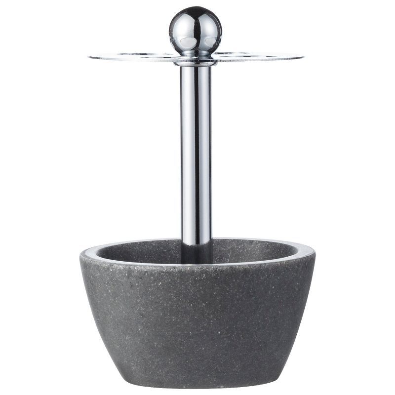 Charcoal Gray Stone and Metal Toothbrush Holder