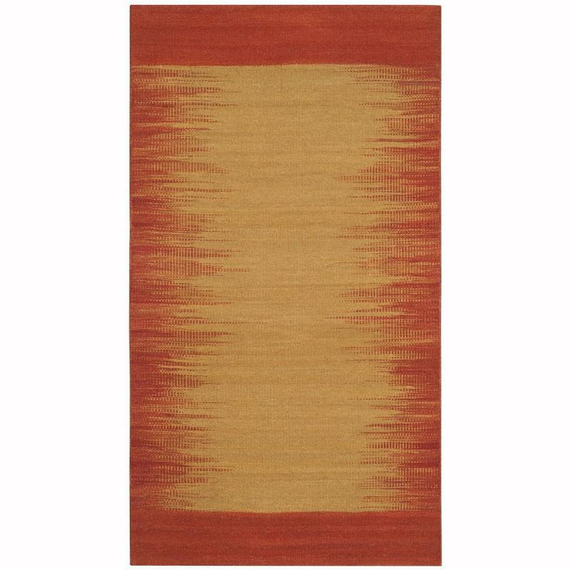 Rust and Beige Handwoven Wool Kilim Area Rug 3' x 5'