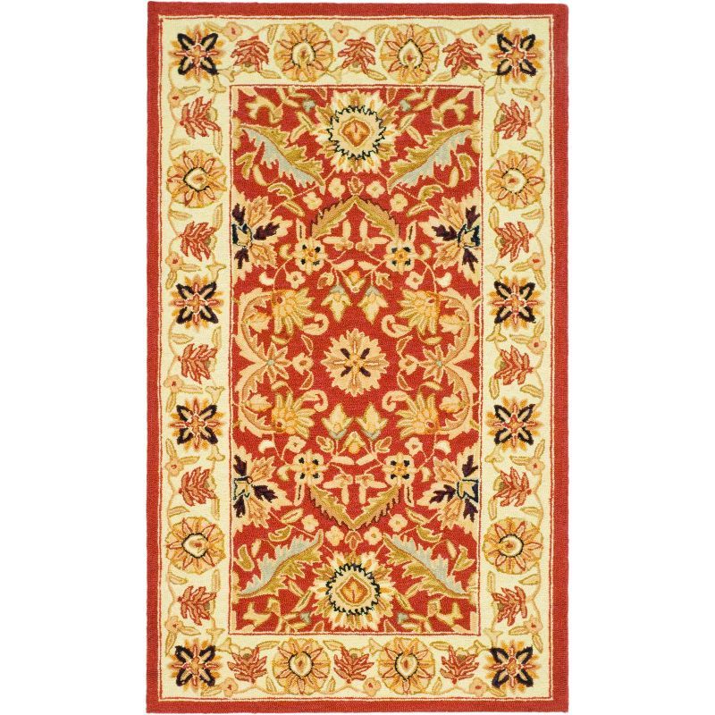 Chelsea Red and Ivory Hand-Hooked Wool Area Rug