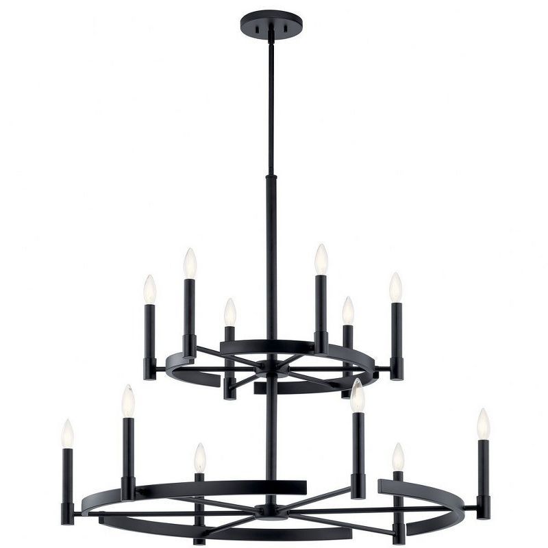 Tolani 40" Black Two-Tier 12-Light Chandelier