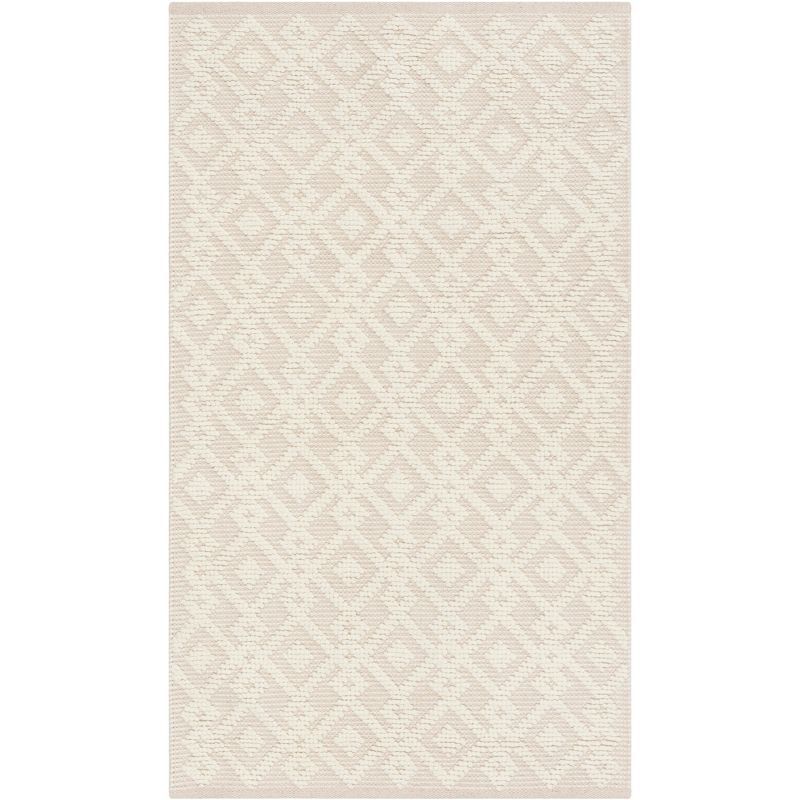 Ivory Geometric Hand-Knotted Wool and Cotton Area Rug