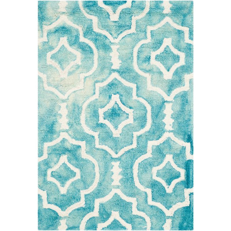 Ivory Turquoise Hand-tufted Wool Rectangular Accent Rug