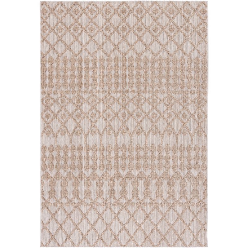 Boho Chic Beige & Brown Synthetic Indoor/Outdoor Area Rug