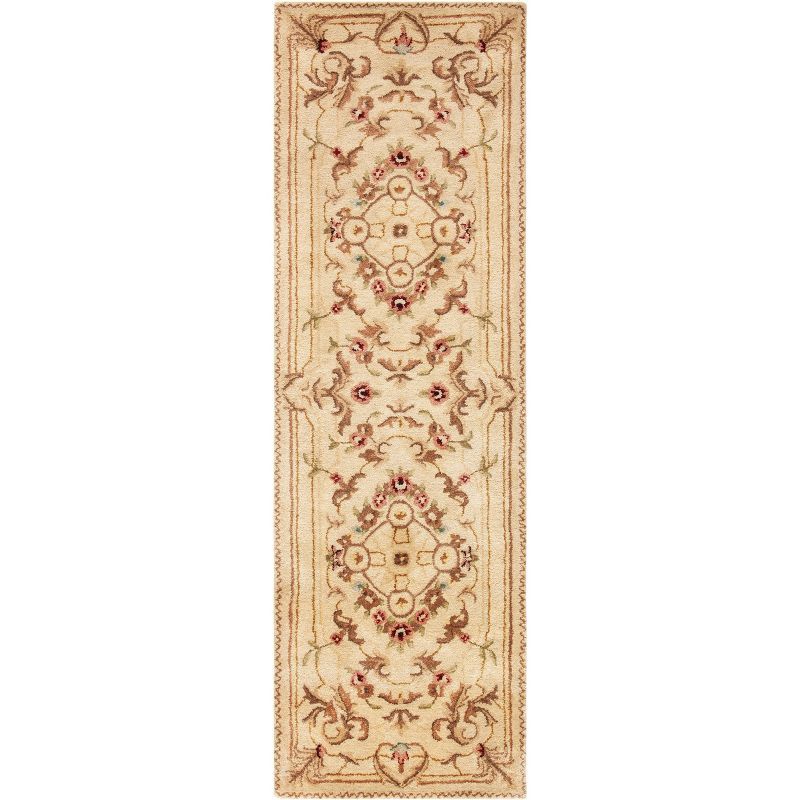 Beige and Light Gold Handmade Wool Tufted Area Rug