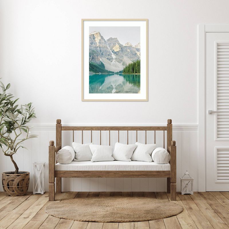 Mountain Reflection III Natural Wood Framed Scenic Landscape Print