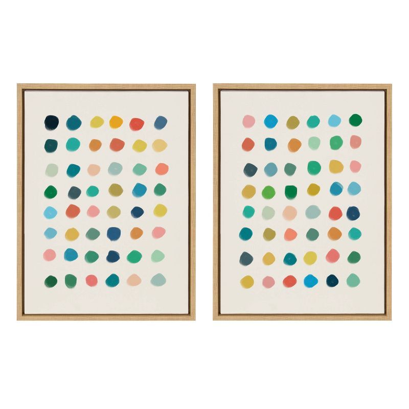 Colorful Abstract Polka Dot Framed Canvas Wall Art Set