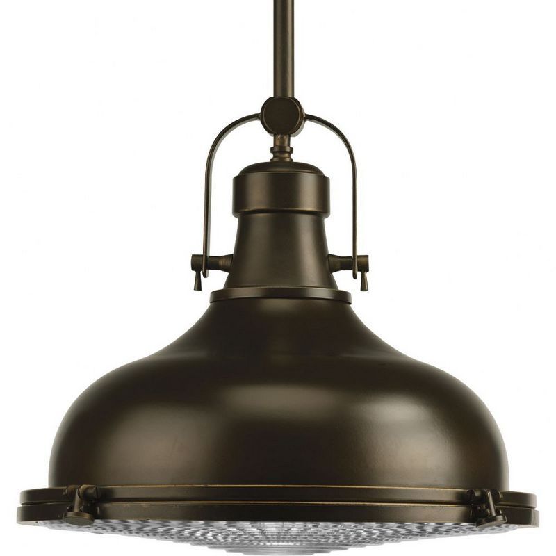 Oil Rubbed Bronze Industrial Pendant with Prismatic Glass Shade