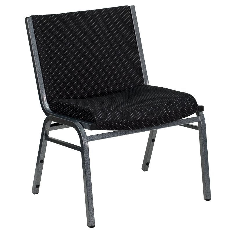 Black and Silver Armless Fabric Stacking Chair