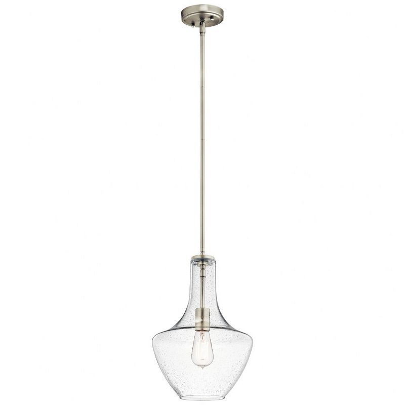 Everly Transitional 15.25" Brushed Nickel Pendant with Clear Glass