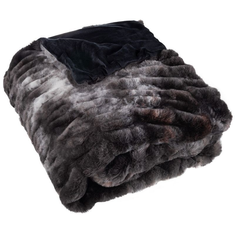 Queen Black Faux Fur Machine Washable Blanket