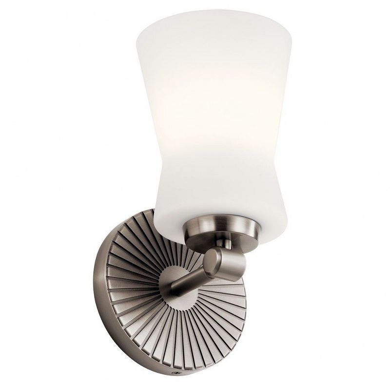 Brianne Classic Pewter 1-Light Wall Sconce with Seco Glass