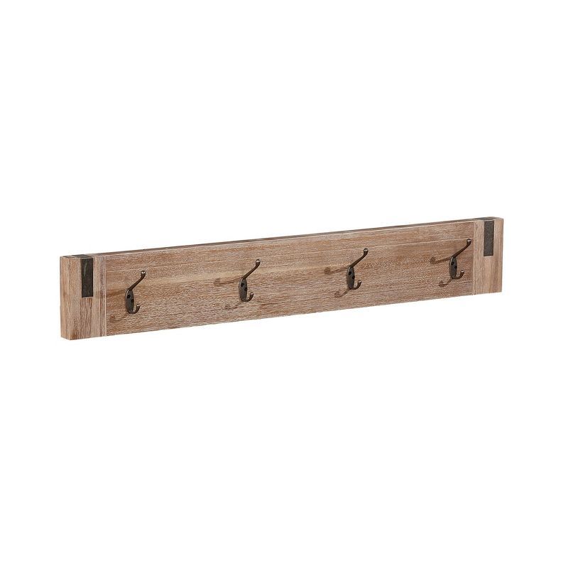 Woodstock Medium Acacia Wood Coat Hook with Metal Accents