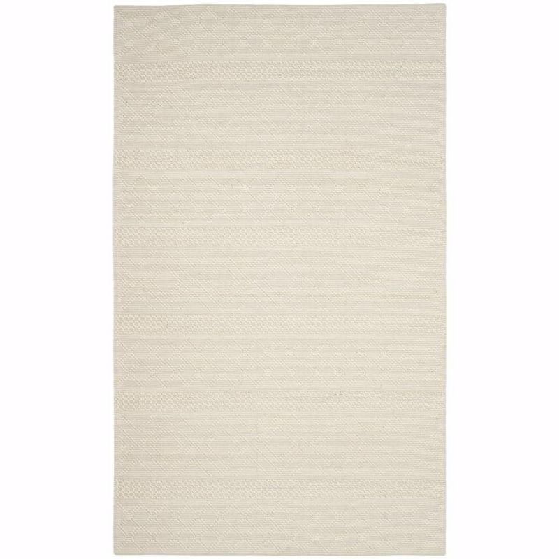 Off-White Geometric Hand-Knotted Wool 4' x 6' Rug