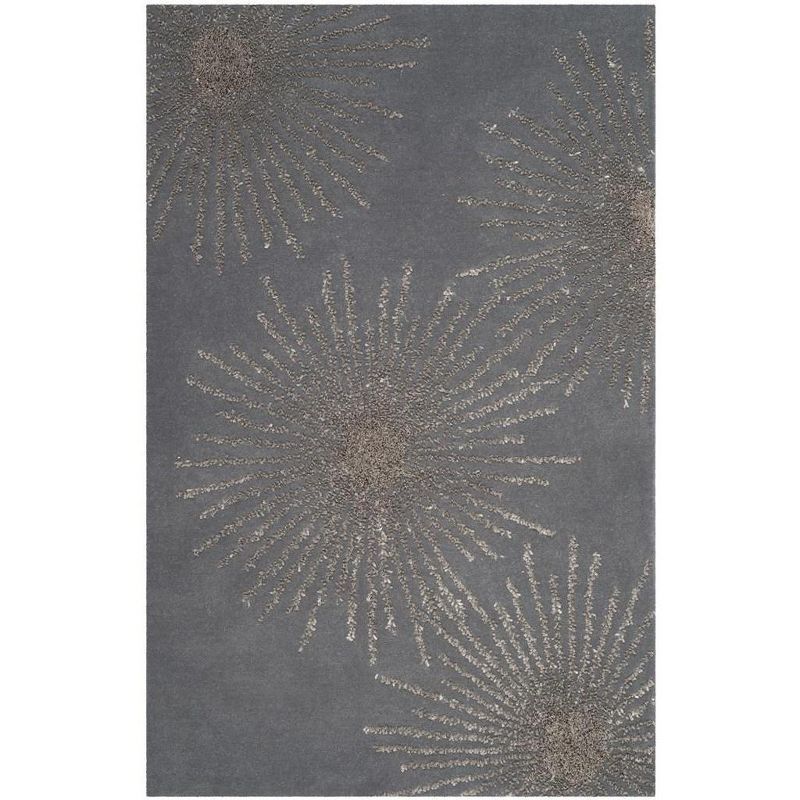 Dark Grey and Silver Tufted Wool Area Rug