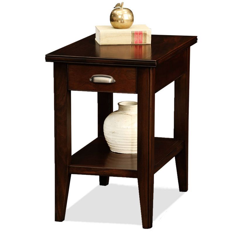 Laurent Chocolate Cherry Wood Chairside Table with Storage