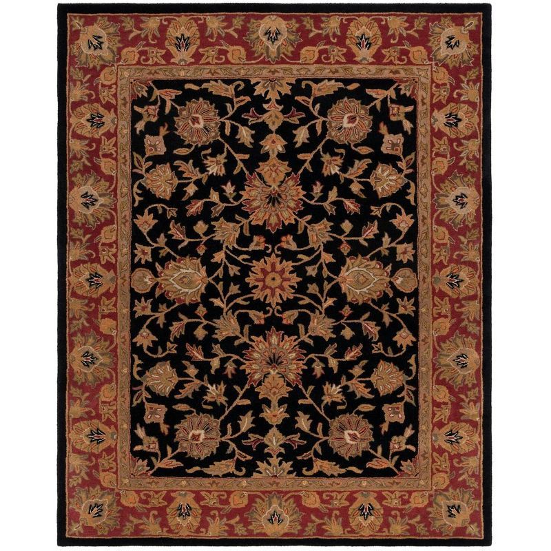 Heritage Elegance Black Wool 5'x8' Hand-Tufted Area Rug