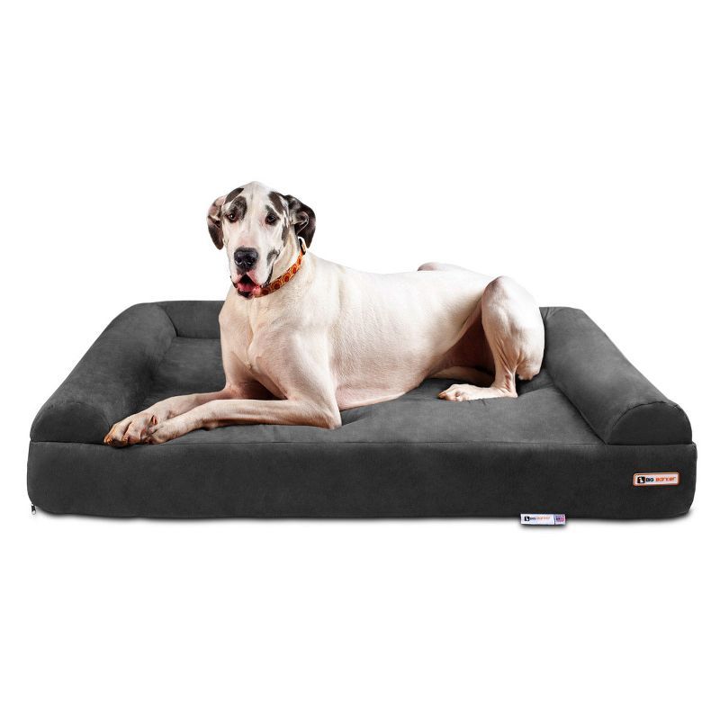 Giant Charcoal Gray Orthopedic Foam Dog Sofa Bed