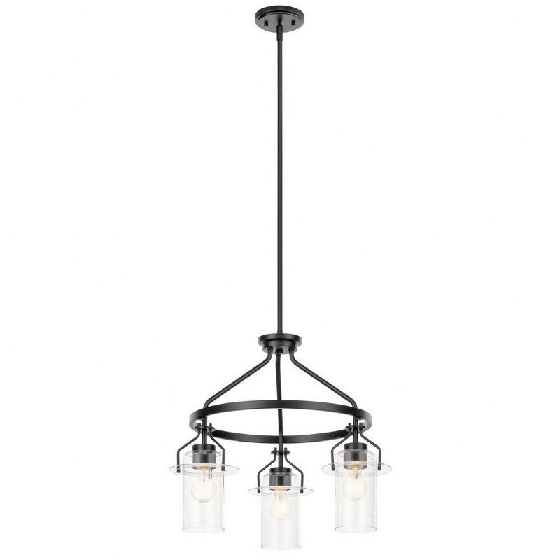 Black Mini 3-Light Chandelier with Clear Glass