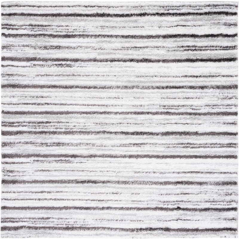 Soft Gray Synthetic 7' Square Shag Area Rug