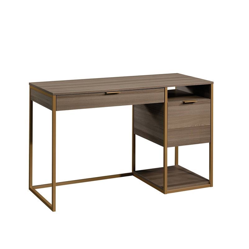 Diamond Ash Elegance 52'' Wood and Metal Home Office Desk with Filing Cabinet